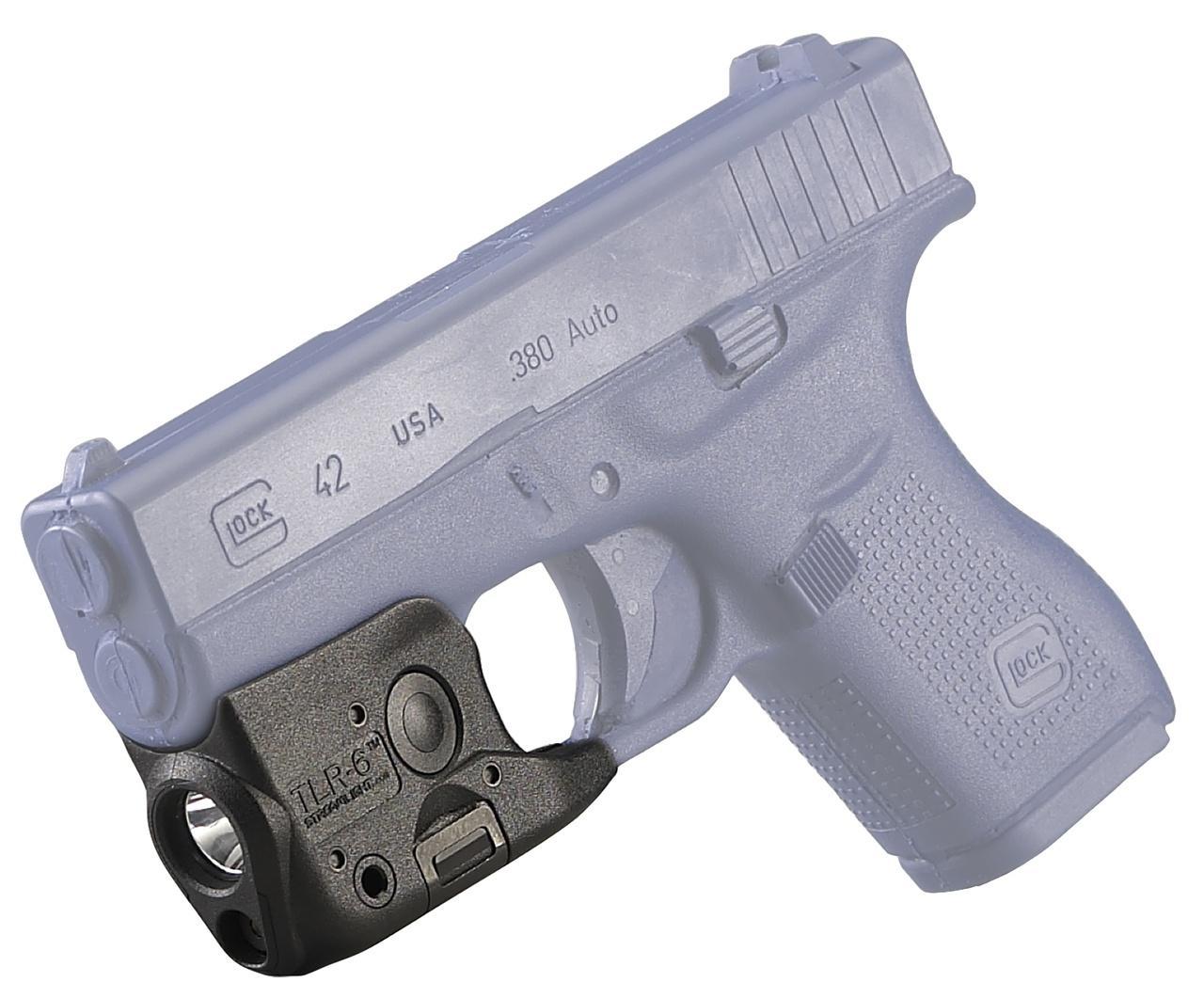 TLR-6 GLOCK 42/43 WEAPONS LIGHT W/RED LASER 100 LUMENS 1/3 N CELL BATTERY
