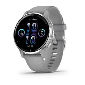 Venu® 2 Plus, Silver Stainless Steel Bezel with Powder Gray Case and Silicone Band