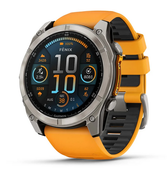 fenix 8 – 51 mm, AMOLED  Sapphire, Titanium with Spark Orange/Graphite Silicone Band