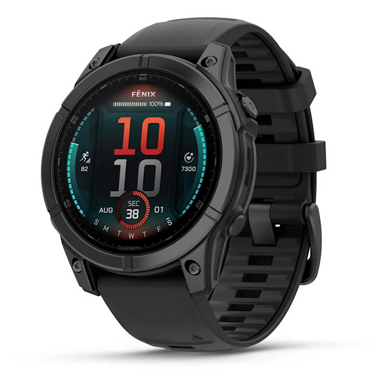 fenix E – 47 mm, AMOLED  Slate Gray Steel with Black Silicone Band