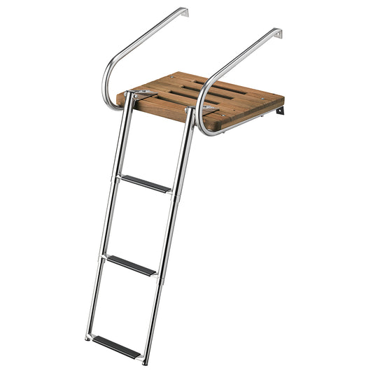 Whitecap Teak Swim Platform w/3-Step Telescoping Ladder f/Boats w/Inboard/Outboard Motors [68906]