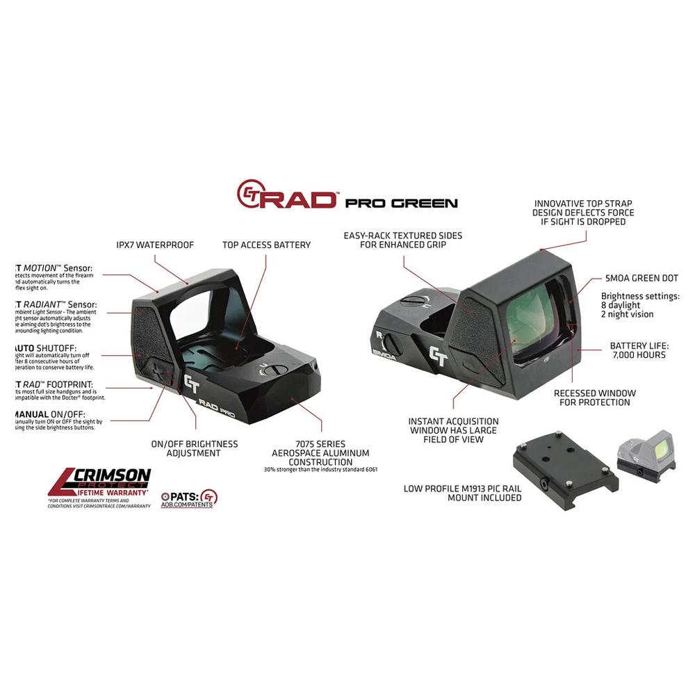 Electronic Sight LED CT RAD Pro - Green for Pistols