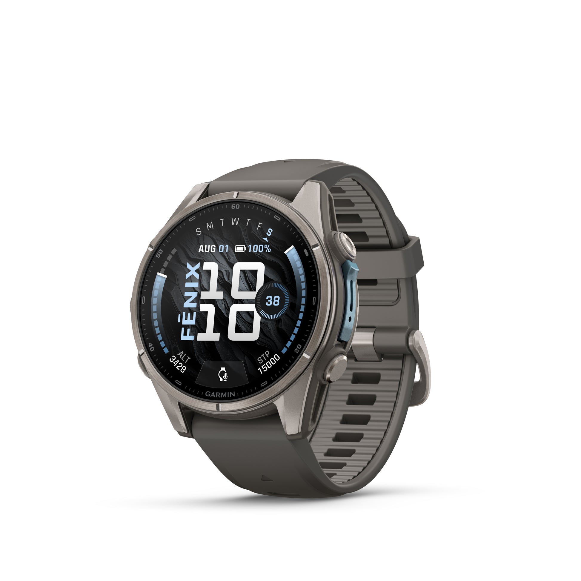 fēnix® 9 – 43 mm
Titanium with Pebble Gray Silicone Band image 1