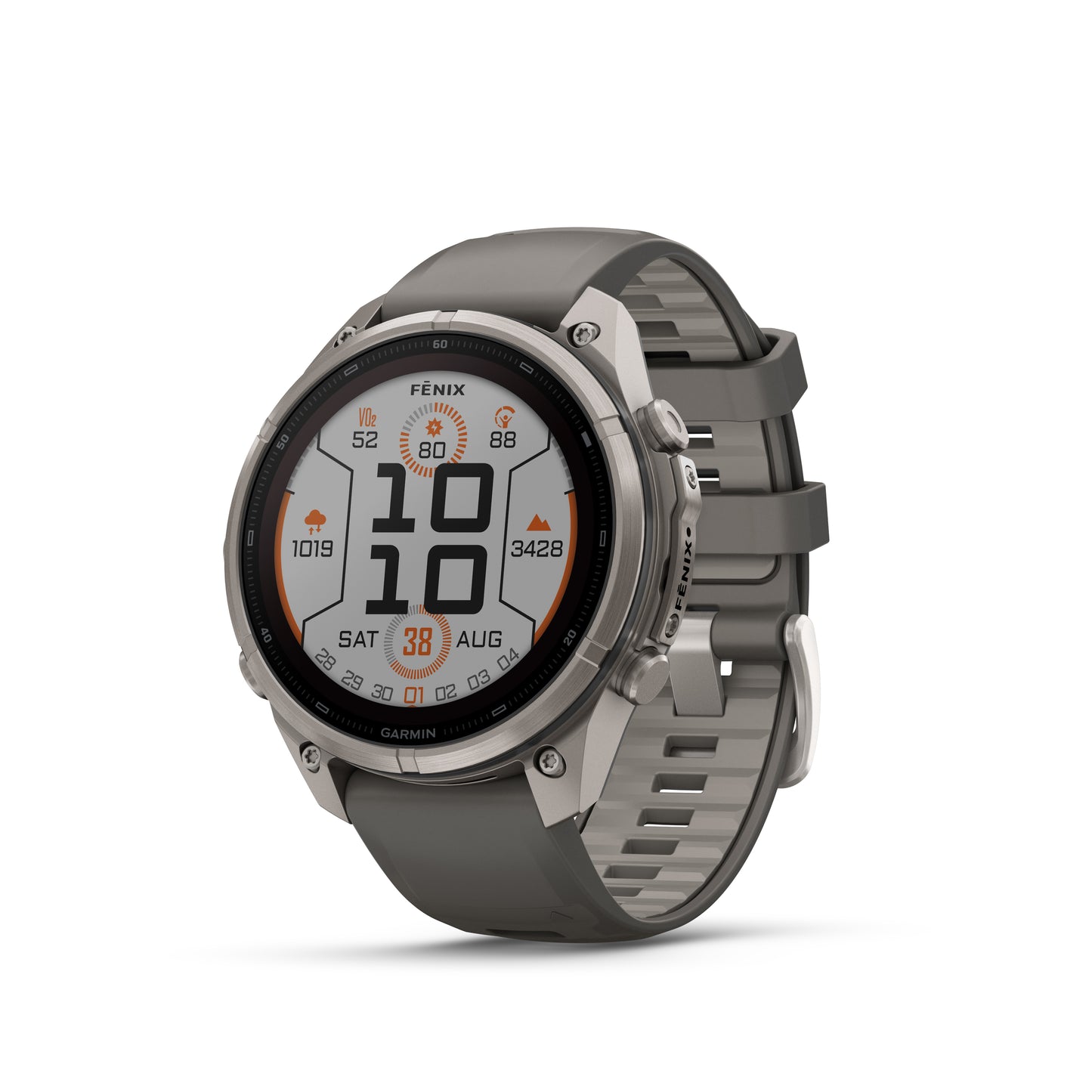 fēnix® 9 Pro – Solar, 47 mm
Titanium with Pebble Gray/Silver Gray Silicone Band image 1
