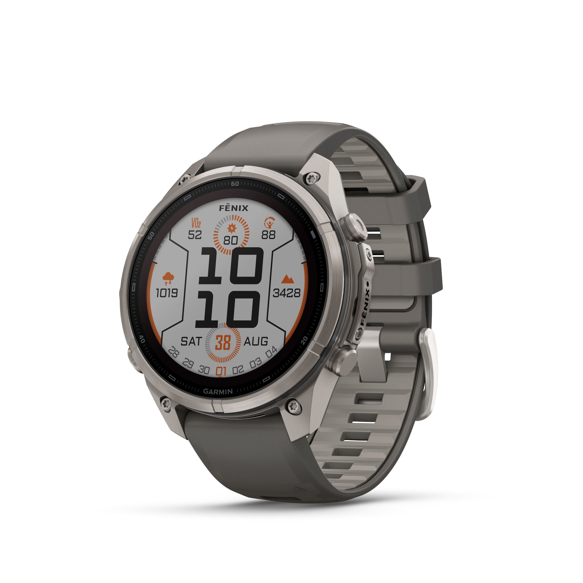 fēnix® 9 Pro – Solar, 47 mm
Titanium with Pebble Gray/Silver Gray Silicone Band image 1