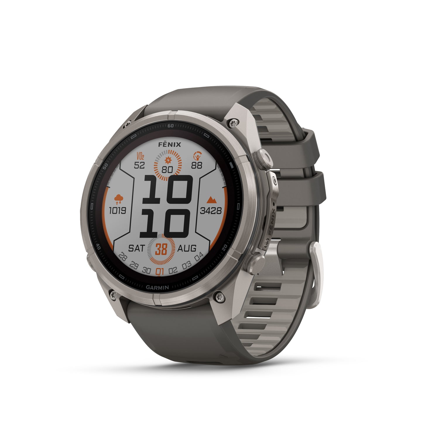 fēnix® 9 Pro – Solar, 51 mm
Titanium with Pebble Gray/Silver Gray Silicone Band image 1