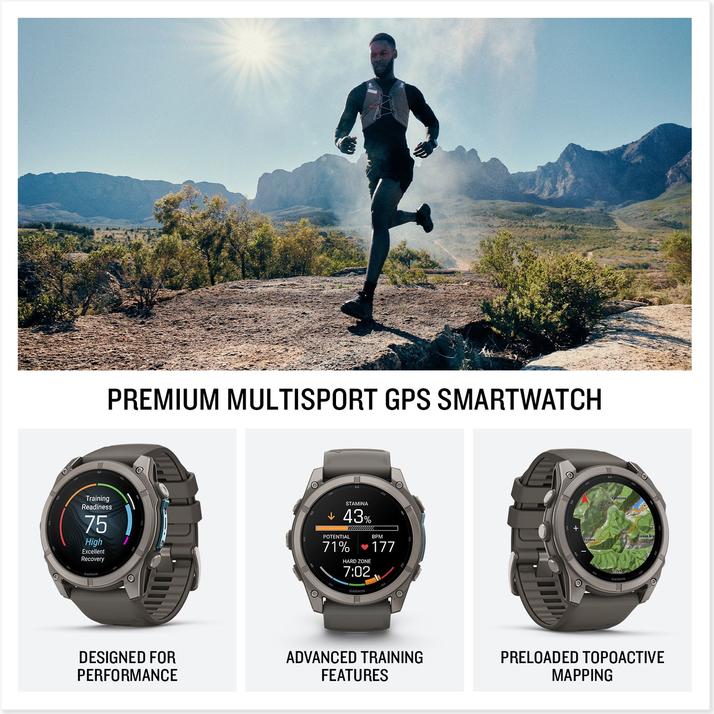 fēnix® 9 – 51 mm
Titanium with Pebble Gray Silicone Band image 2