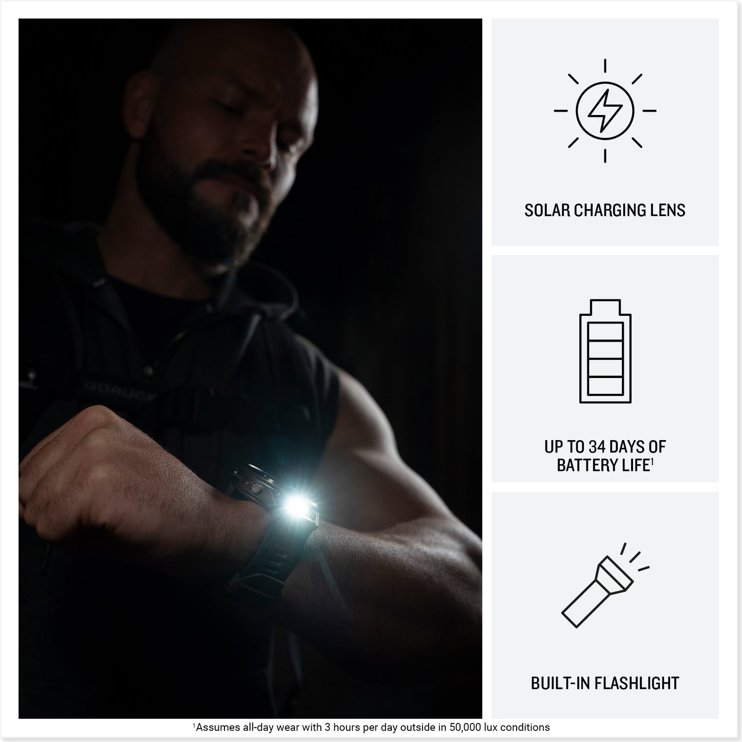 fēnix® 9 Pro – Solar, 47 mm
Titanium with Pebble Gray/Silver Gray Silicone Band image 3