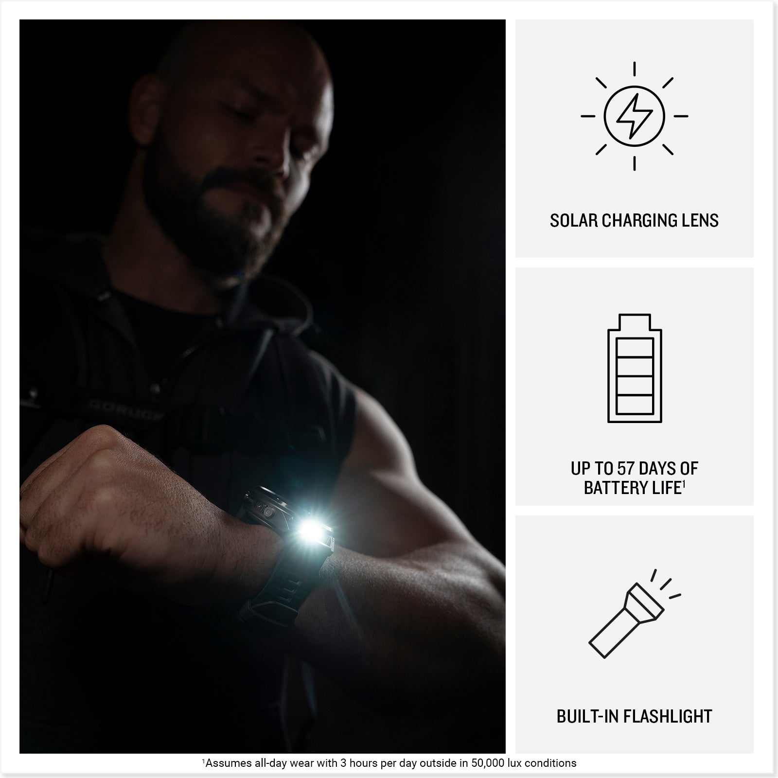 fēnix® 9 Pro – Solar, 51 mm
Titanium with Pebble Gray/Silver Gray Silicone Band image 3