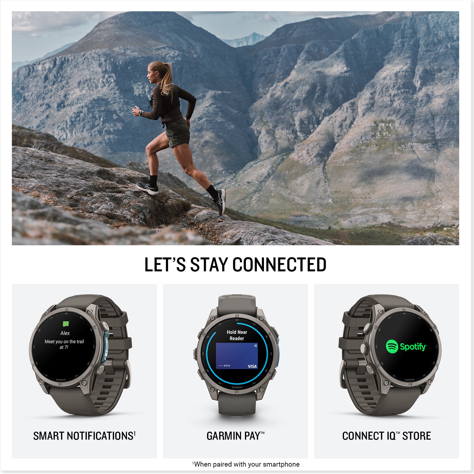 fēnix® 9 – 47 mm
Titanium with Pebble Gray Silicone Band image 4