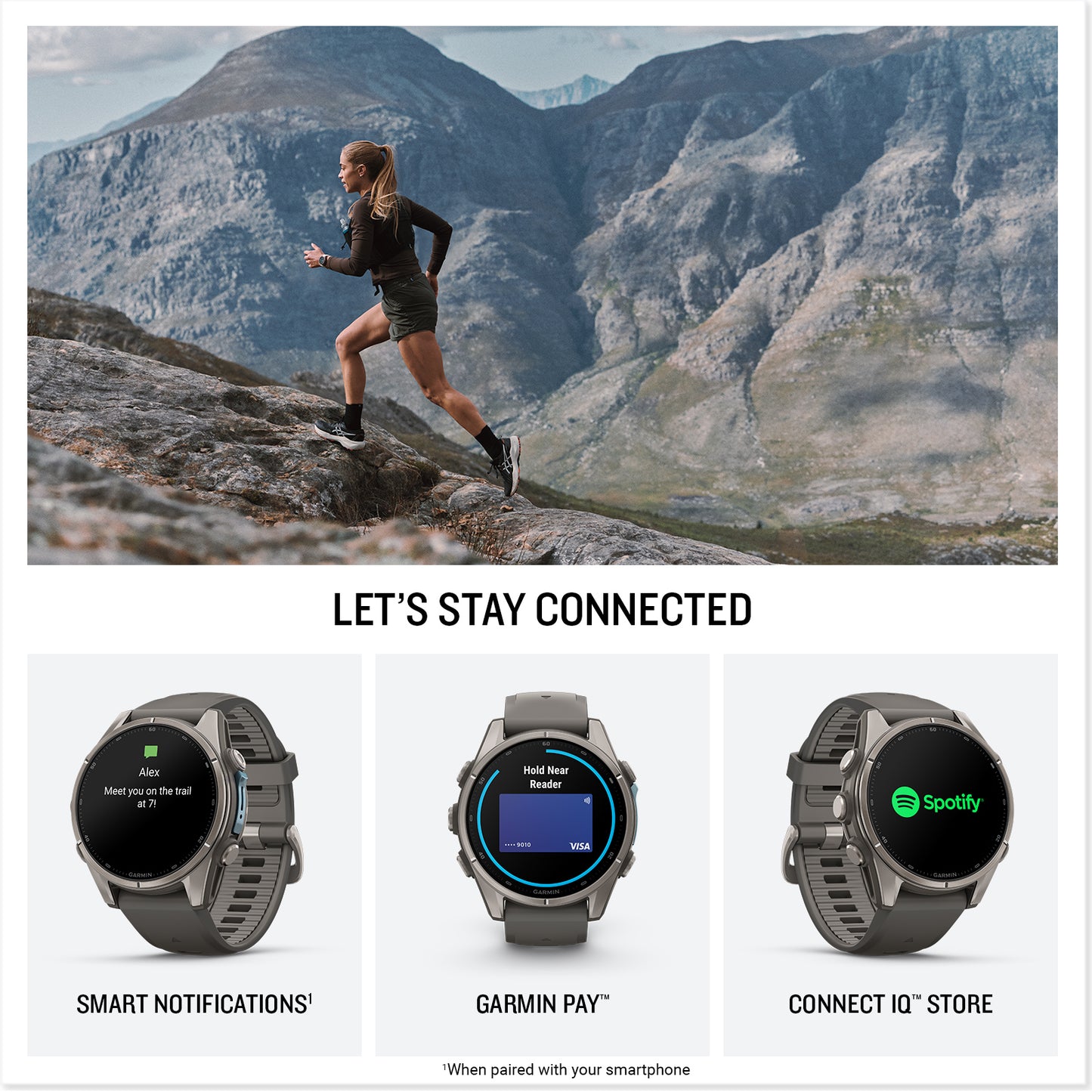 fēnix® 9 – 43 mm
Titanium with Pebble Gray Silicone Band image 4
