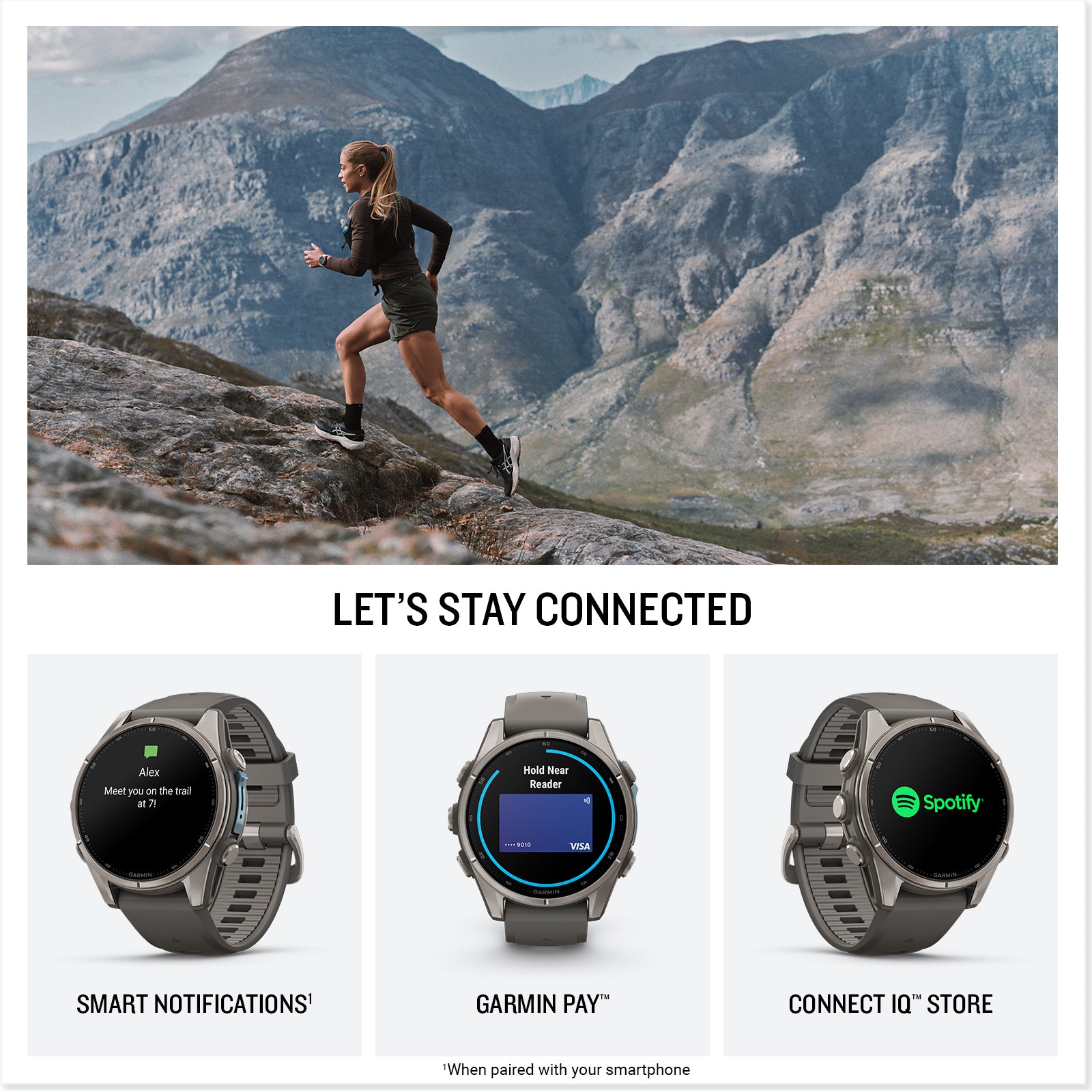 fēnix® 9 – 43 mm
Titanium with Pebble Gray Silicone Band image 4