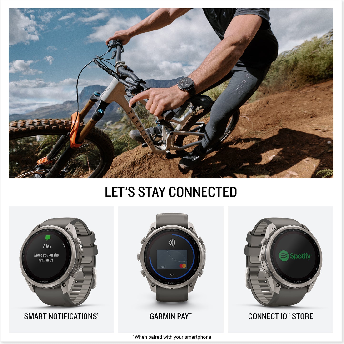 fēnix® 9 Pro – Solar, 51 mm
Titanium with Pebble Gray/Silver Gray Silicone Band image 4