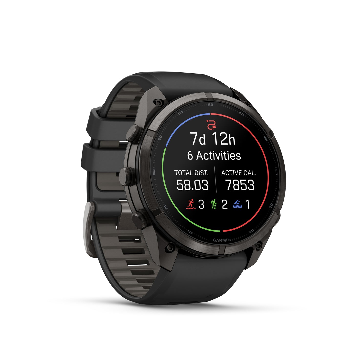 fēnix® 9 Pro – 51 mm
Carbon Gray DLC Titanium with Black/Pebble Gray Silicone Band image 2