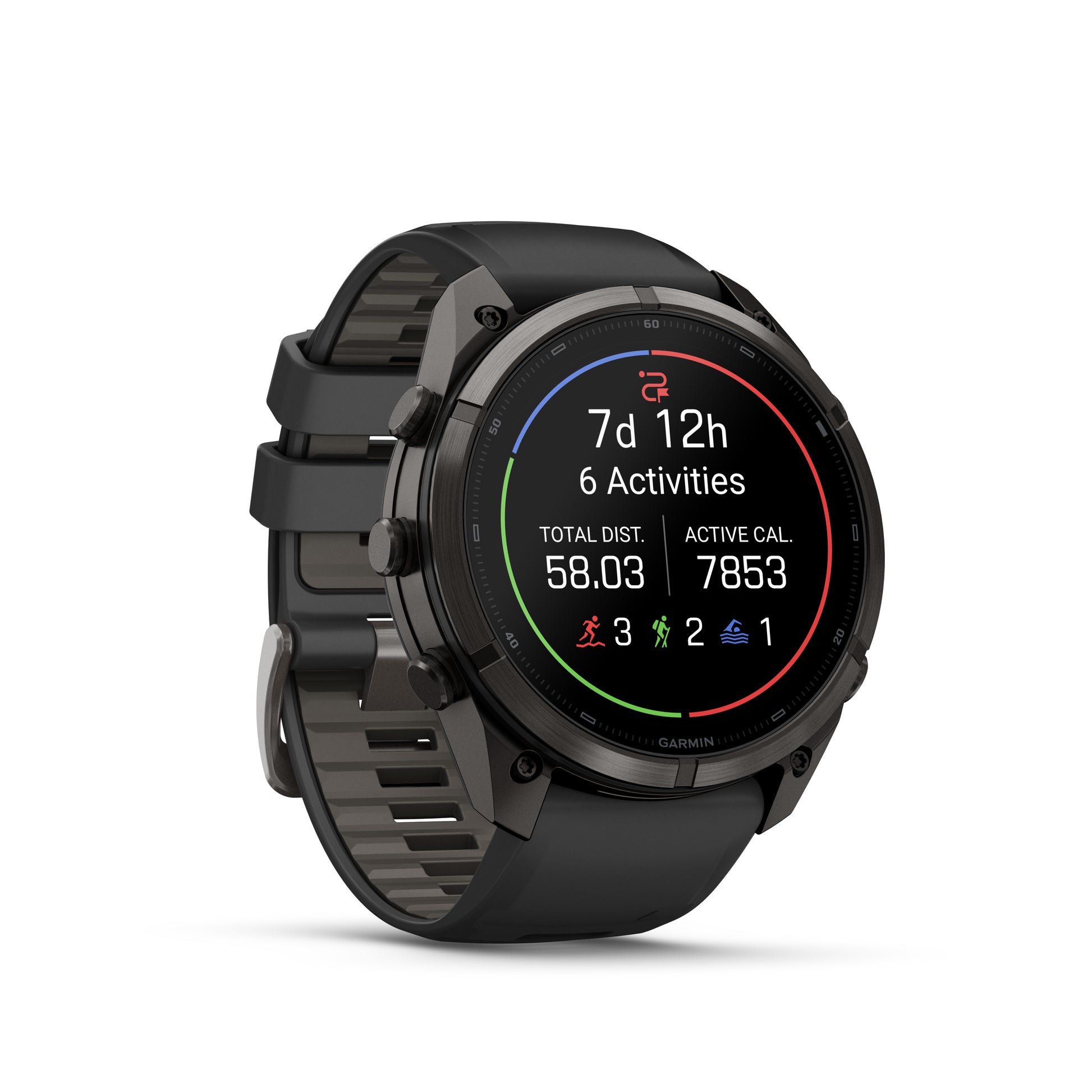 fēnix® 9 Pro – 51 mm
Carbon Gray DLC Titanium with Black/Pebble Gray Silicone Band image 2