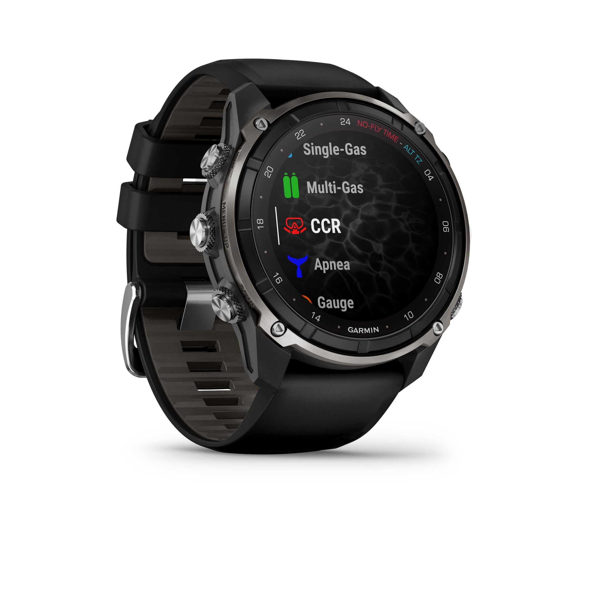 Descent™ Mk3i – 51 mm
Silver and Black PVD Titanium with Black/Pebble Gray Silicone Band image 2