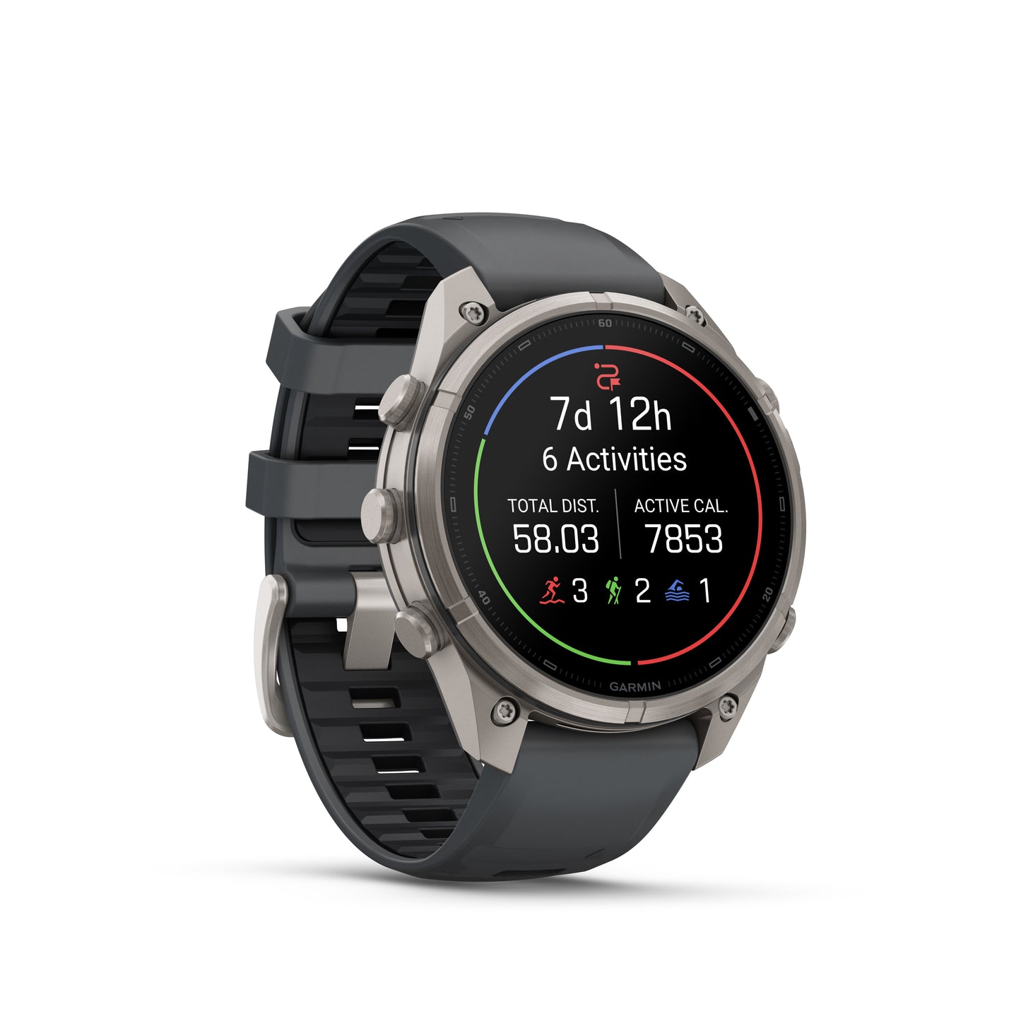 fēnix® 9 Pro – 47 mm
Titanium with Graphite/Black Silicone Band image 2