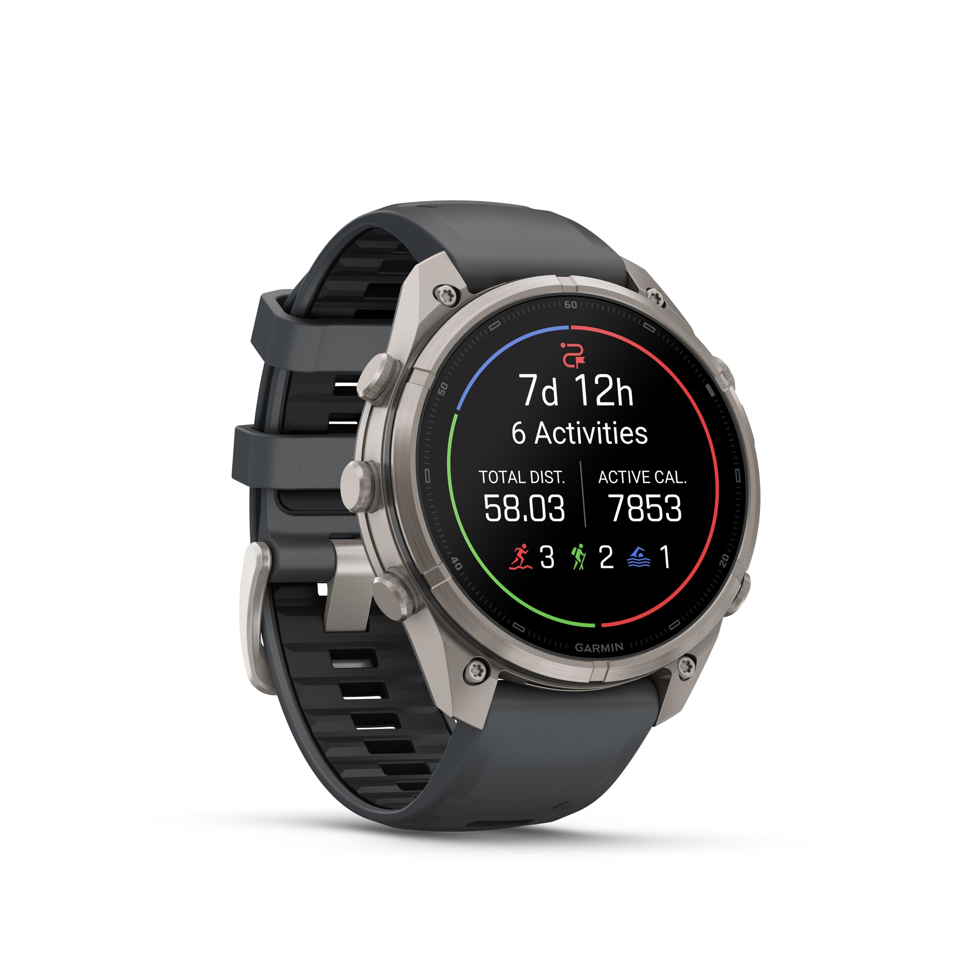 fēnix® 9 Pro – 47 mm
Titanium with Graphite/Black Silicone Band image 2