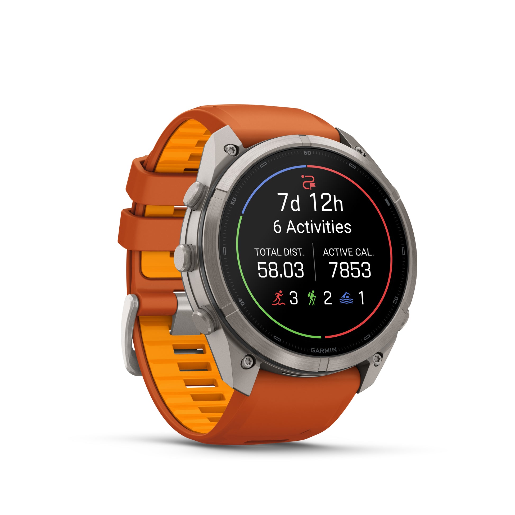 fēnix® 9 Pro – 51 mm
Titanium with Autumn Orange/Spark Orange Silicone Band image 2