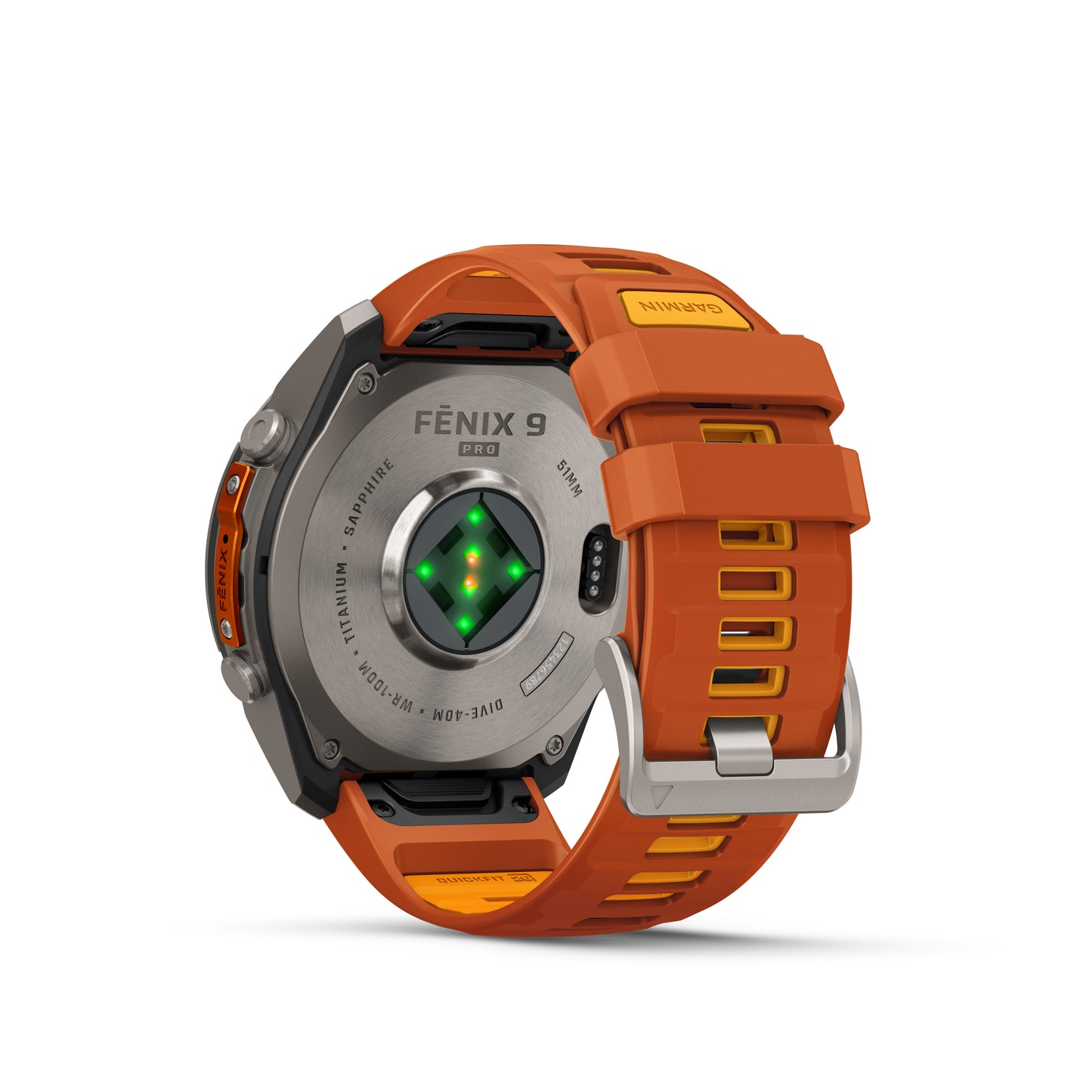 fēnix® 9 Pro – 51 mm
Titanium with Autumn Orange/Spark Orange Silicone Band image 3