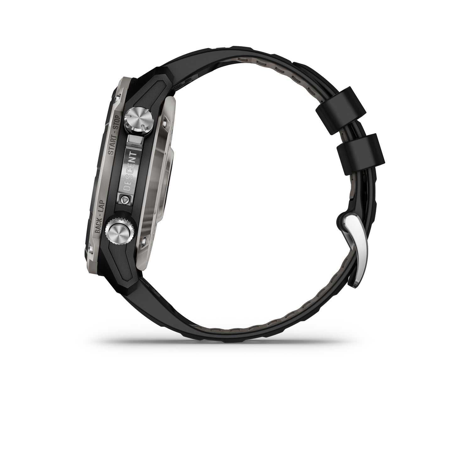 Descent™ Mk3i – 51 mm
Silver and Black PVD Titanium with Black/Pebble Gray Silicone Band image 3