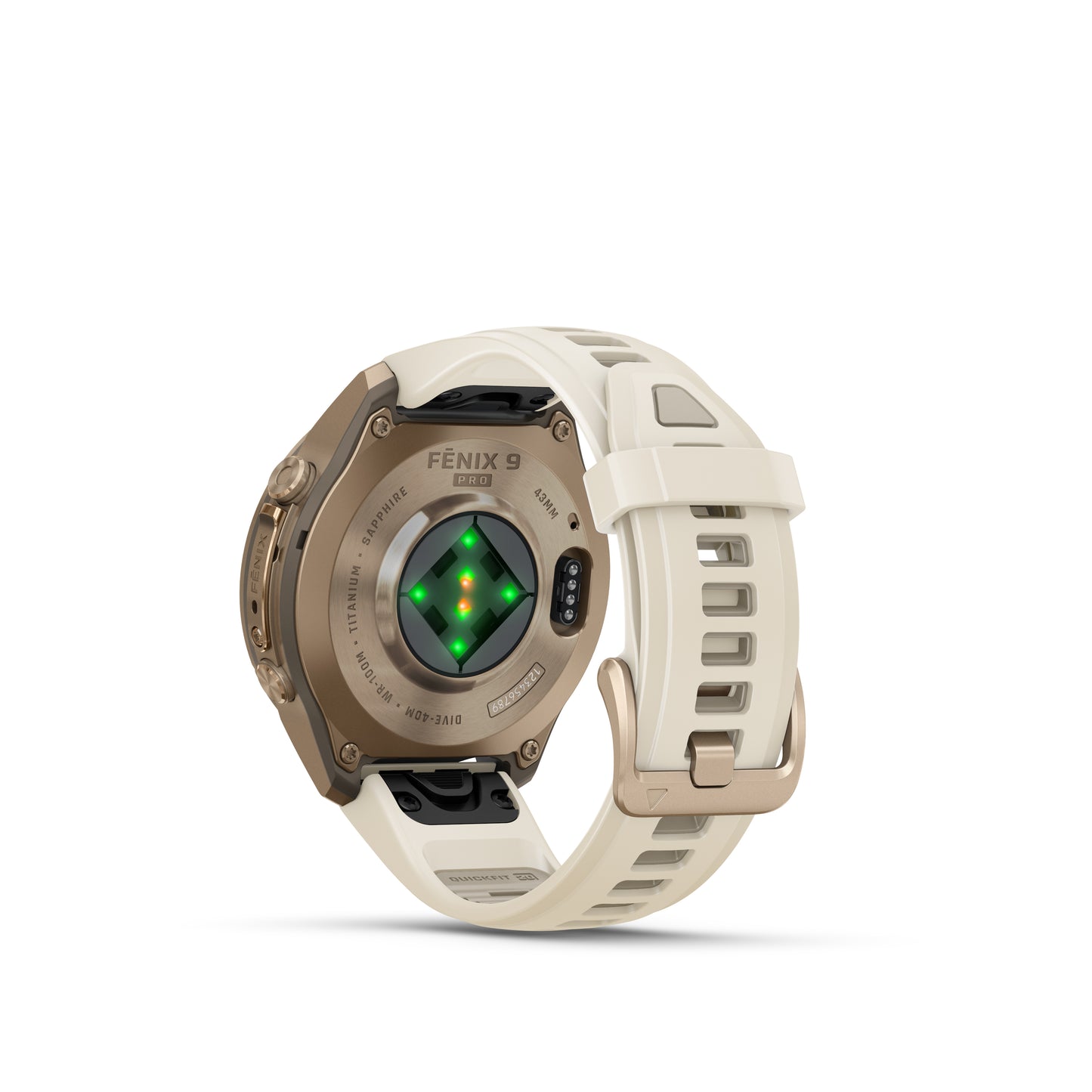 fēnix® 9 Pro – 43 mm
Autumn Gold Titanium with Cream/French Gray Silicone Band image 3