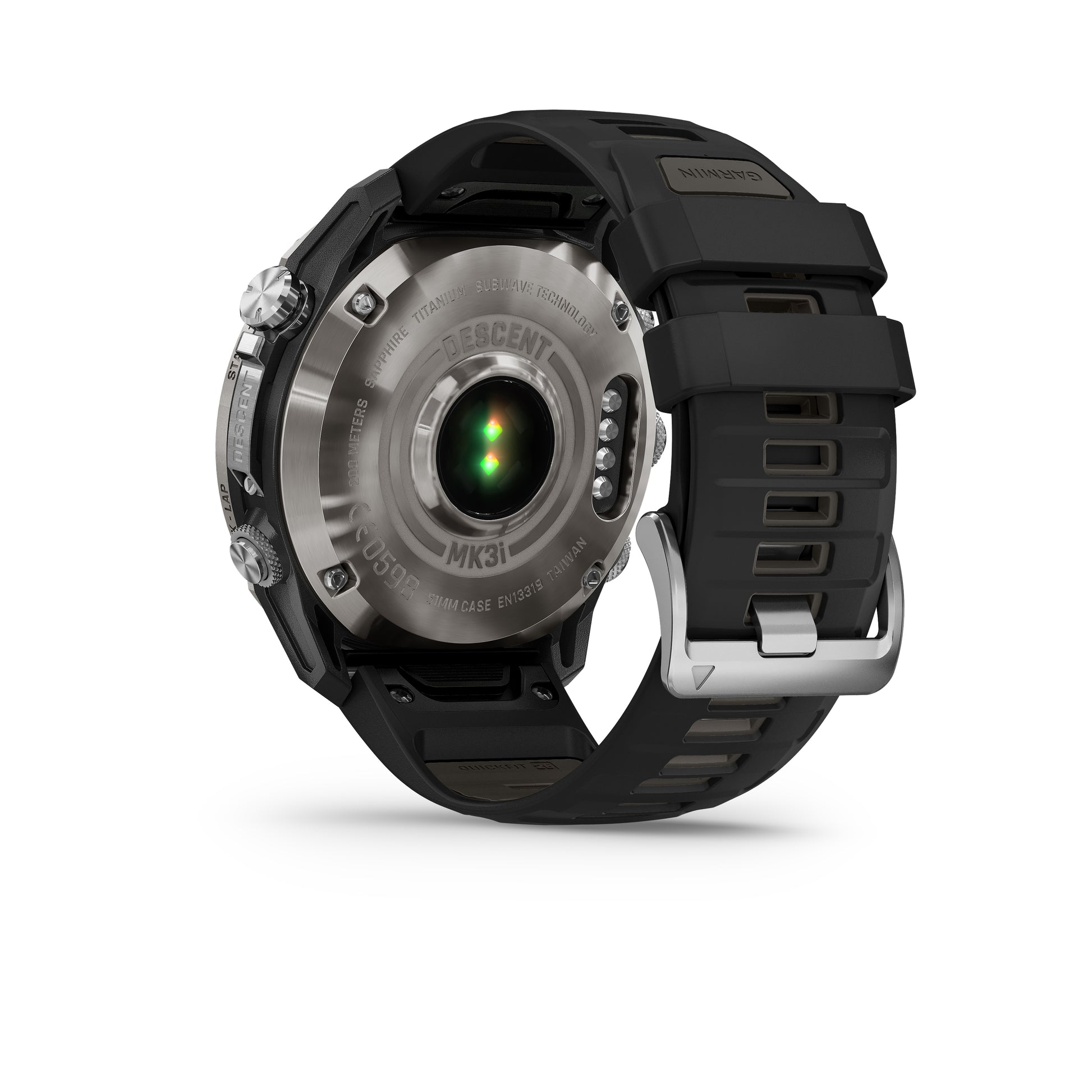 Descent™ Mk3i – 51 mm
Silver and Black PVD Titanium with Black/Pebble Gray Silicone Band image 4