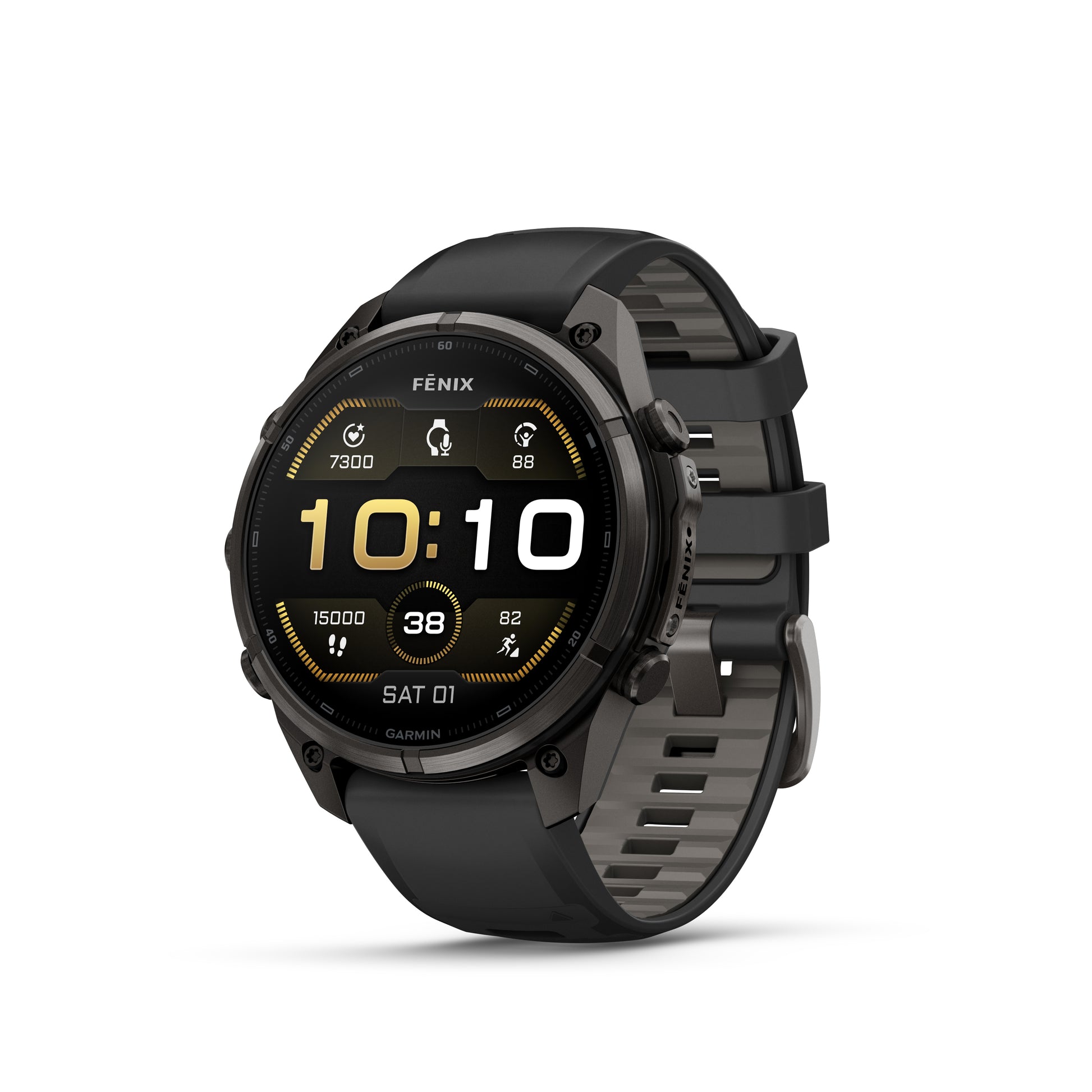 fēnix® 9 Pro – 47 mm
Carbon Gray DLC Titanium with Black/Pebble Gray Silicone Band image 1