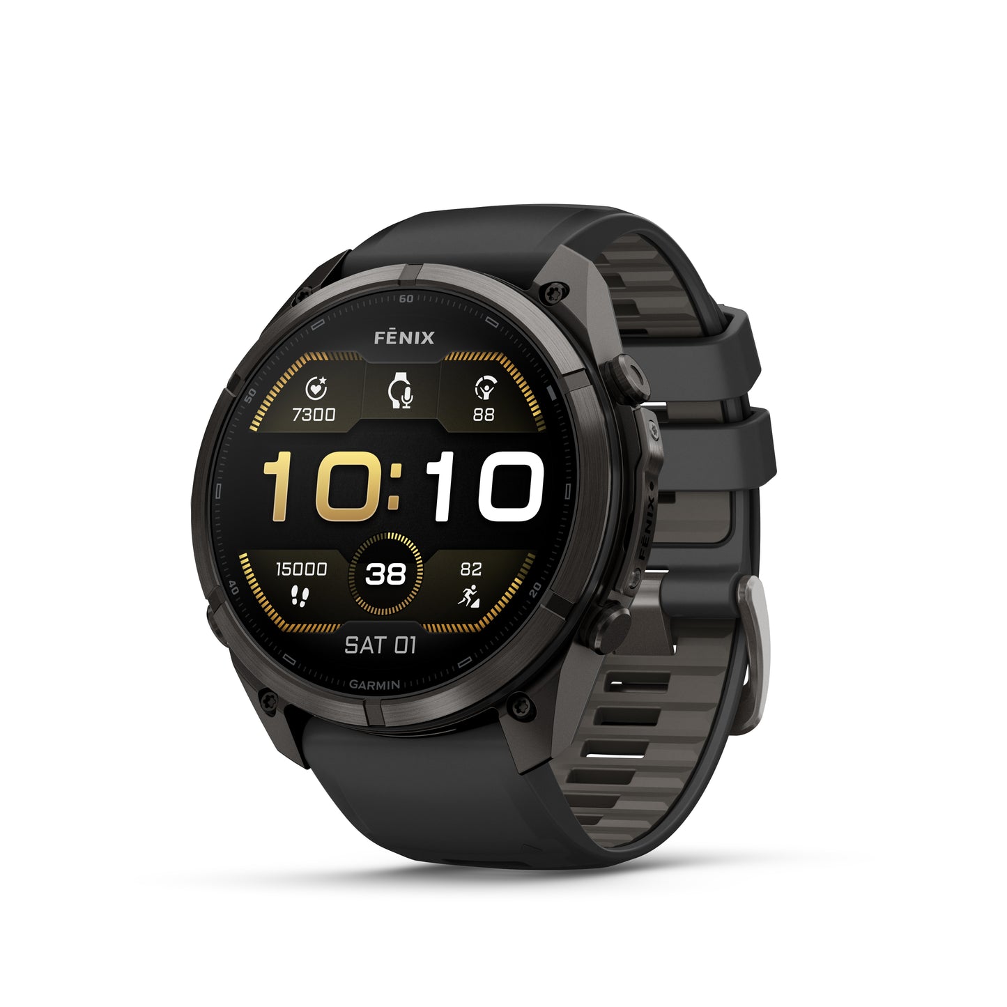 fēnix® 9 Pro – 51 mm
Carbon Gray DLC Titanium with Black/Pebble Gray Silicone Band image 1