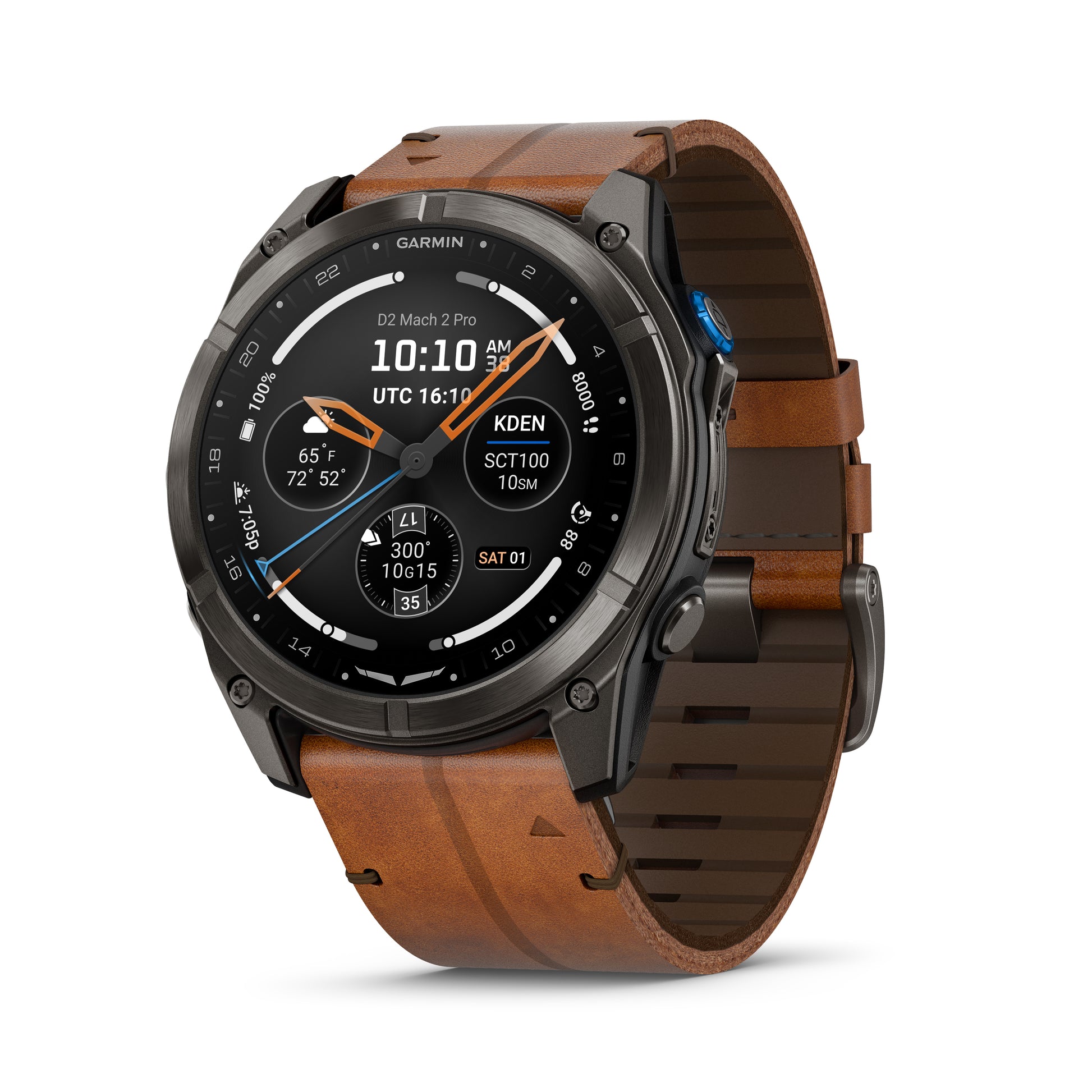 D2™ Mach 2 Pro
Carbon Gray DLC Titanium with Chestnut Leather Band image 1