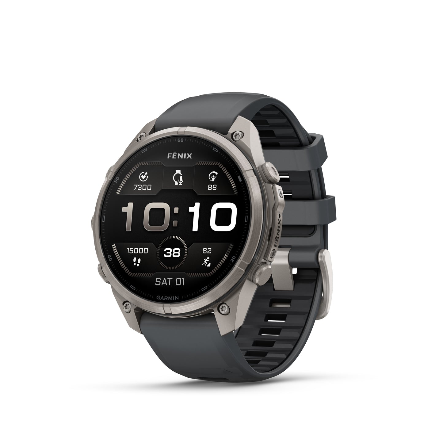 fēnix® 9 Pro – 47 mm
Titanium with Graphite/Black Silicone Band image 1
