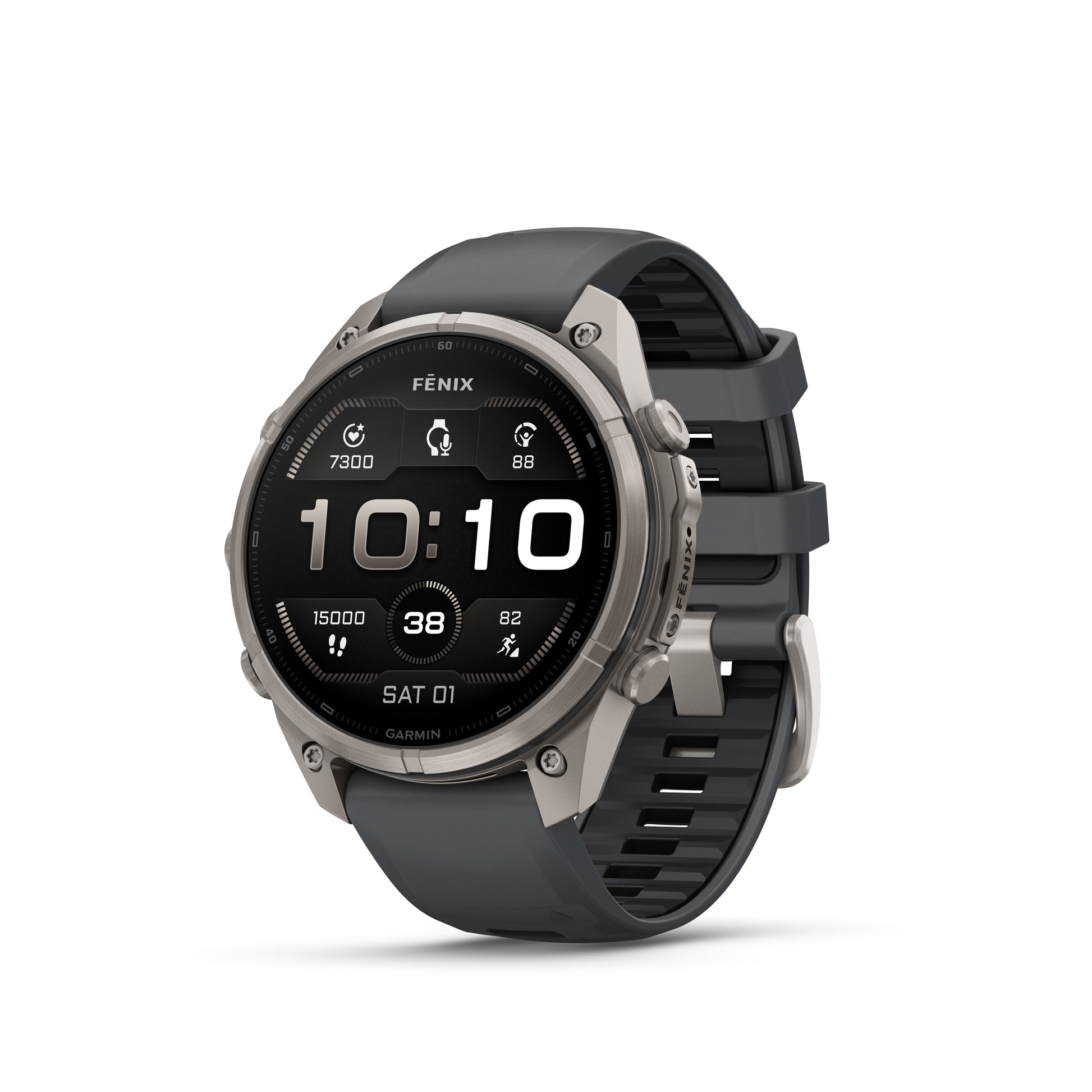 fēnix® 9 Pro – 47 mm
Titanium with Graphite/Black Silicone Band image 1