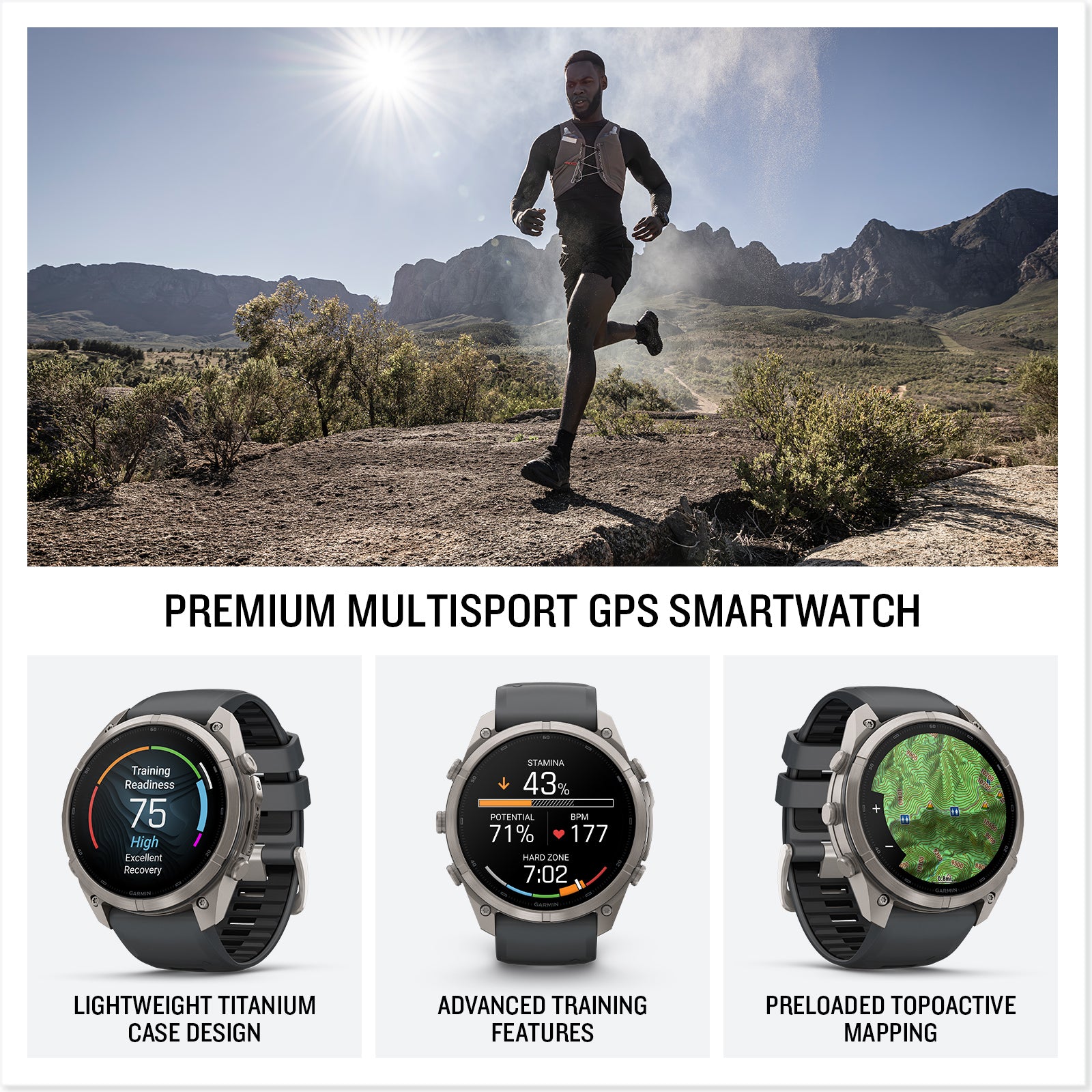 fēnix® 9 Pro – 51 mm
Titanium with Graphite/Black Silicone Band image 5