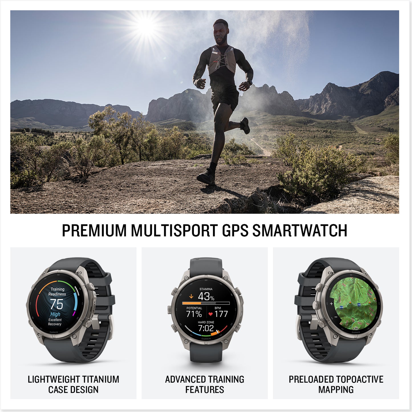 fēnix® 9 Pro – 47 mm
Titanium with Graphite/Black Silicone Band image 5
