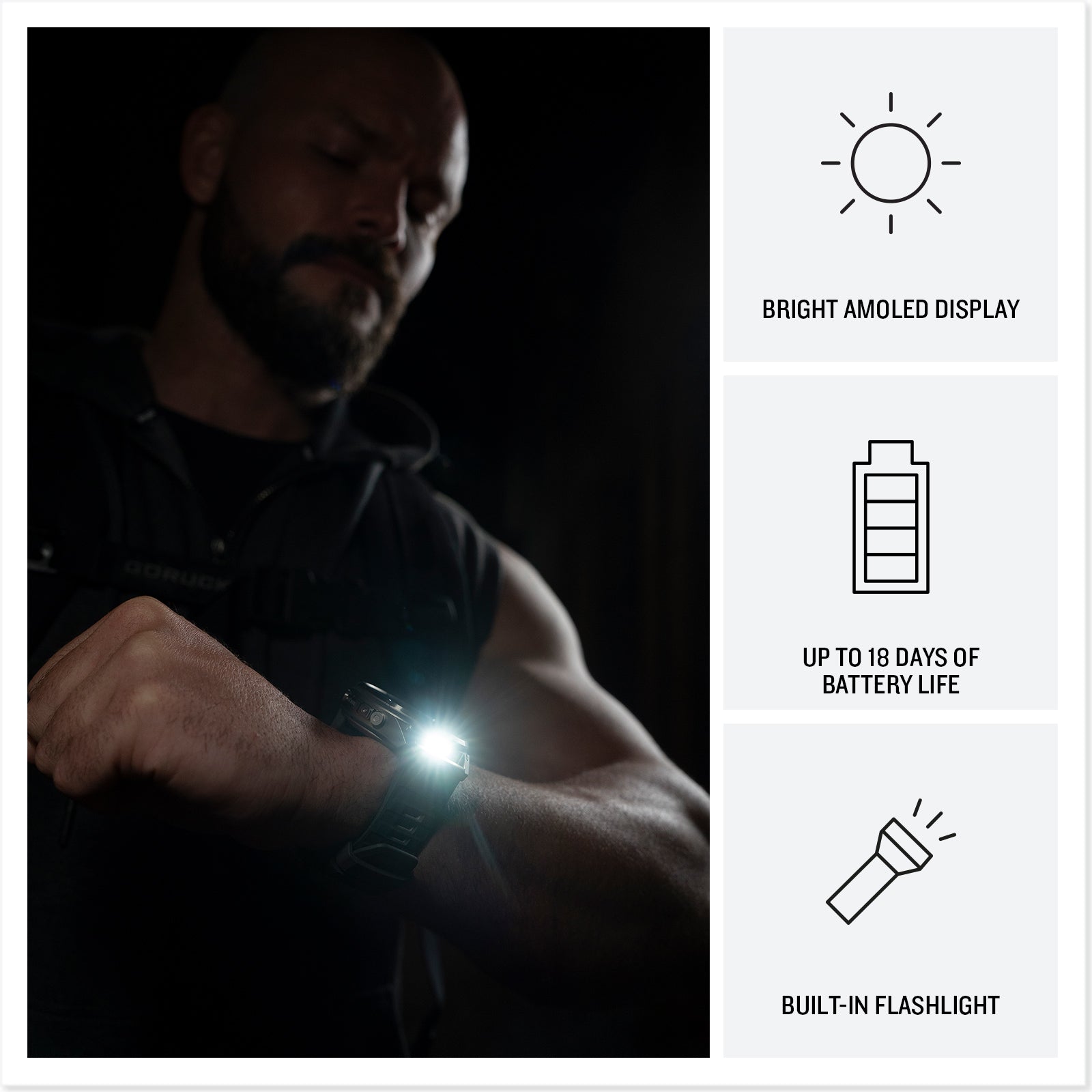 fēnix® 9 Pro – 47 mm
Carbon Gray DLC Titanium with Black/Pebble Gray Silicone Band image 6