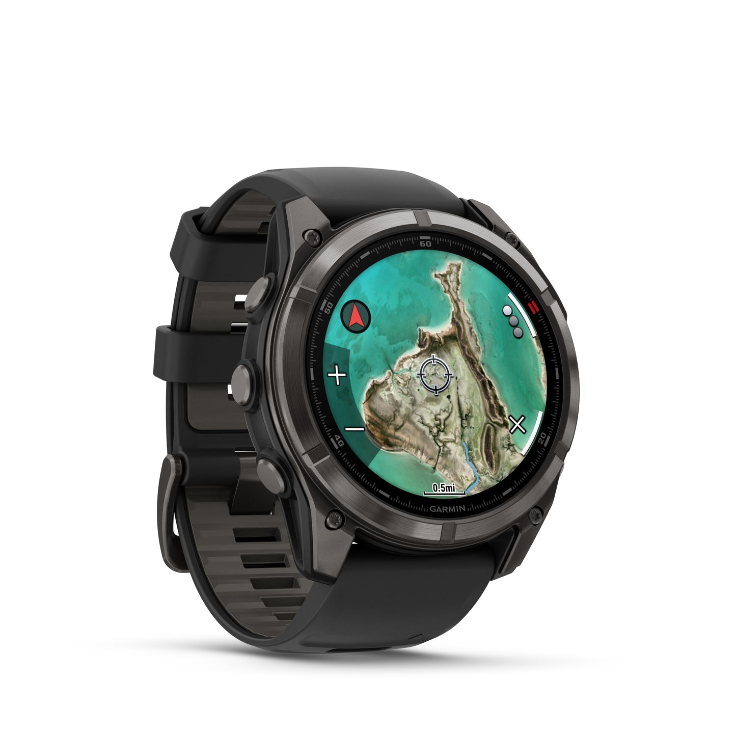 fēnix® 8 Pro – 51 mm, MicroLED
Sapphire, Carbon Gray DLC Titanium with Black/Pebble Gray Silicone Band image 3