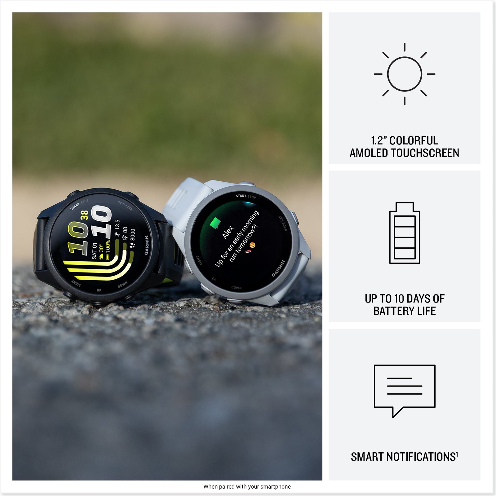 Forerunner® 170 Music, Whitestone/Cloud Blue image 6