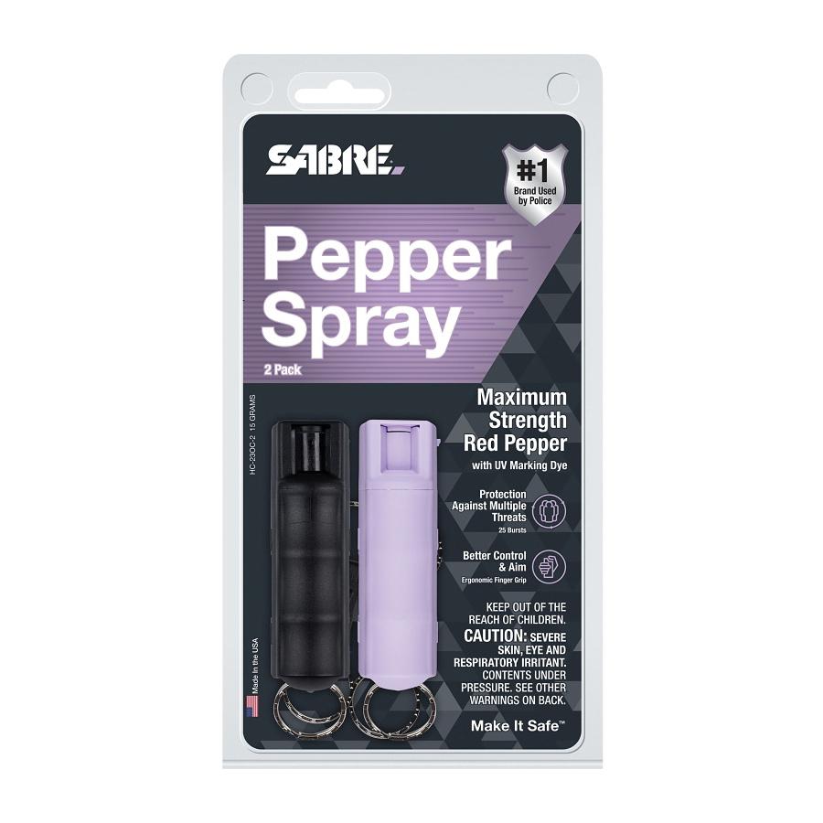 Sabre Red Pepper Spray with Key Ring 2-Pack Black/Lavender