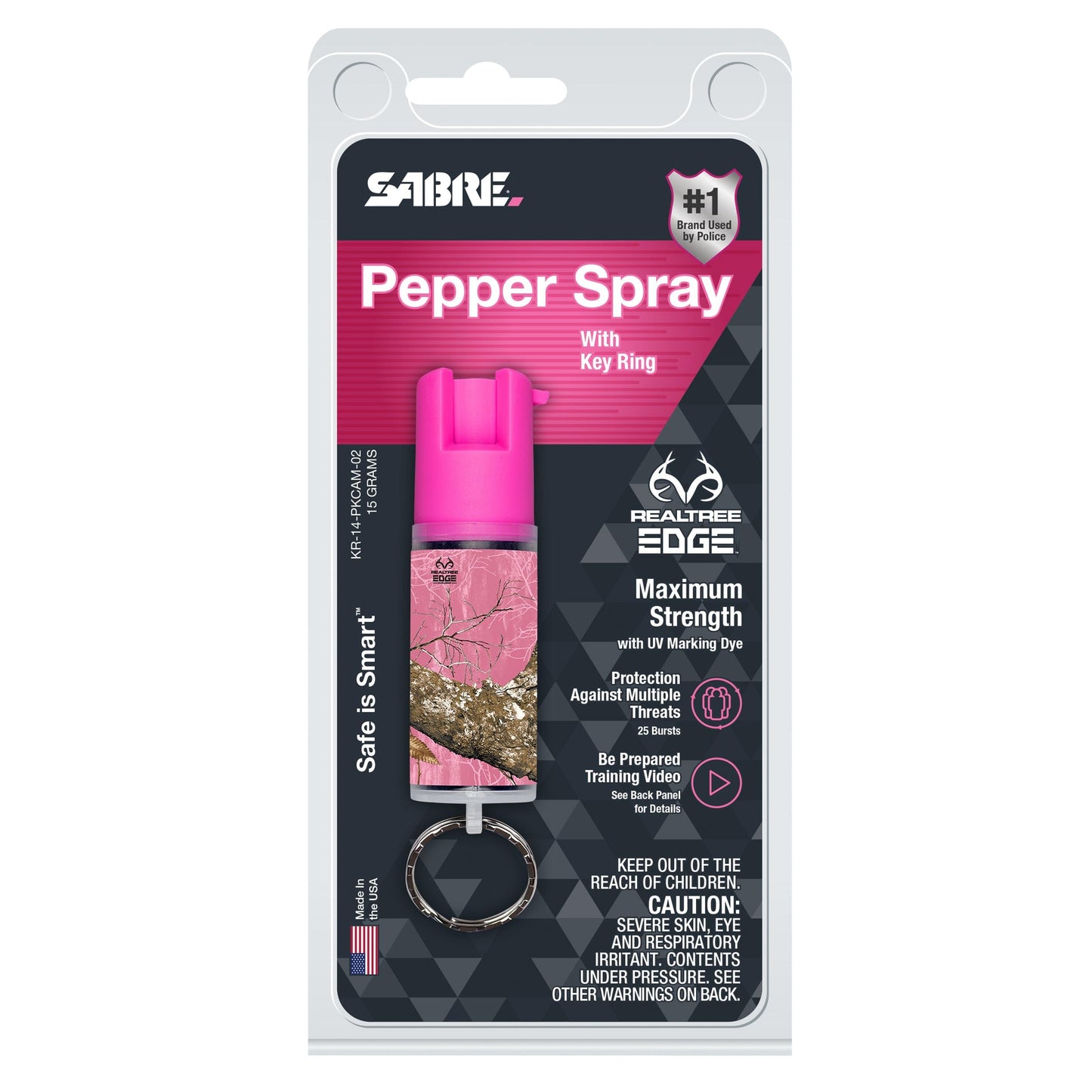 Sabre Pepper Spray Pink Camo Key Ring