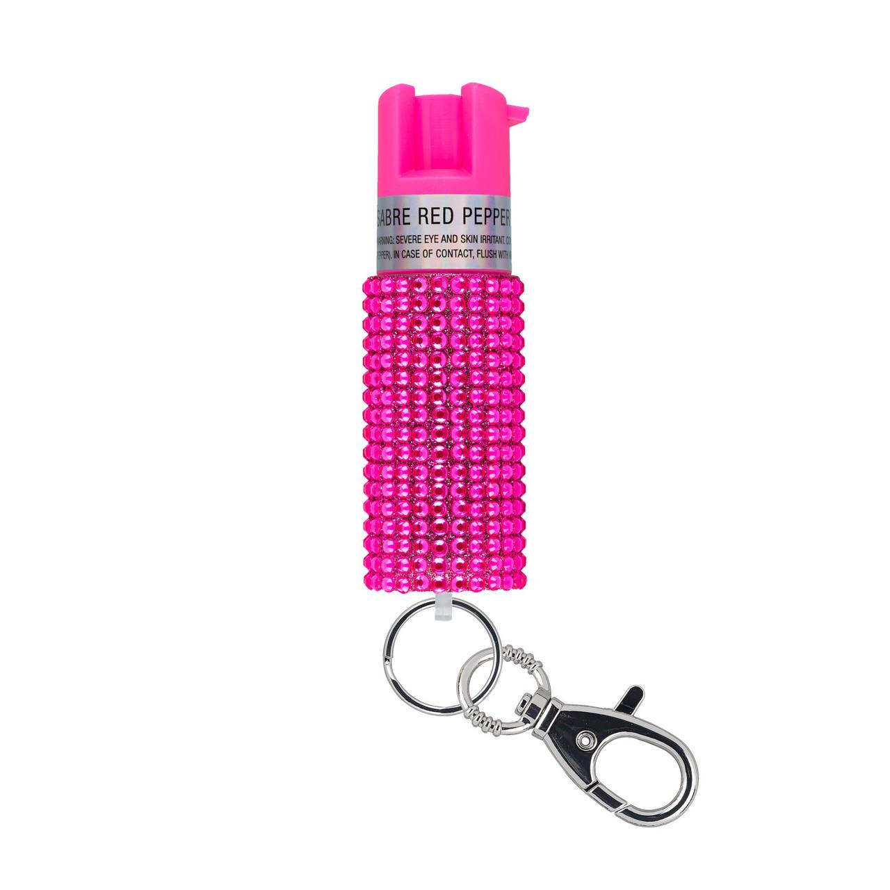 SABRE Jeweled Pepper Spray w/ Key Ring Pink