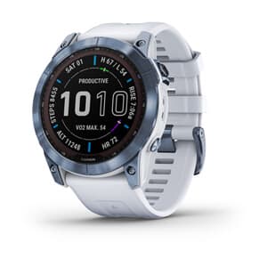 fēnix® 7X – Sapphire Solar Edition, Mineral Blue DLC Titanium with Whitestone Band