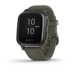 Venu® Sq – Music Edition, Slate Aluminum Bezel with Moss Case and Silicone Band
