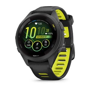 Forerunner® 265S, Black Bezel and Case with Black/Amp Yellow Silicone Band