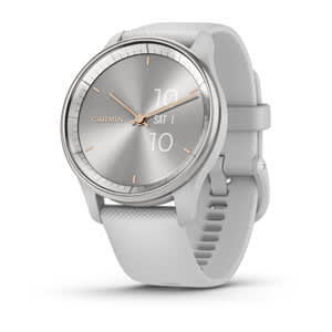 vívomove® Trend, Silver Stainless Steel Bezel with Mist Gray Case and Silicone Band