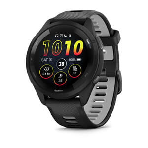 Forerunner® 265, Black Bezel and Case with Black/Powder Gray Silicone Band