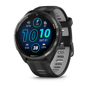 Forerunner® 965, Carbon Gray DLC Titanium Bezel with Black Case and Black/Powder Gray Silicone Band